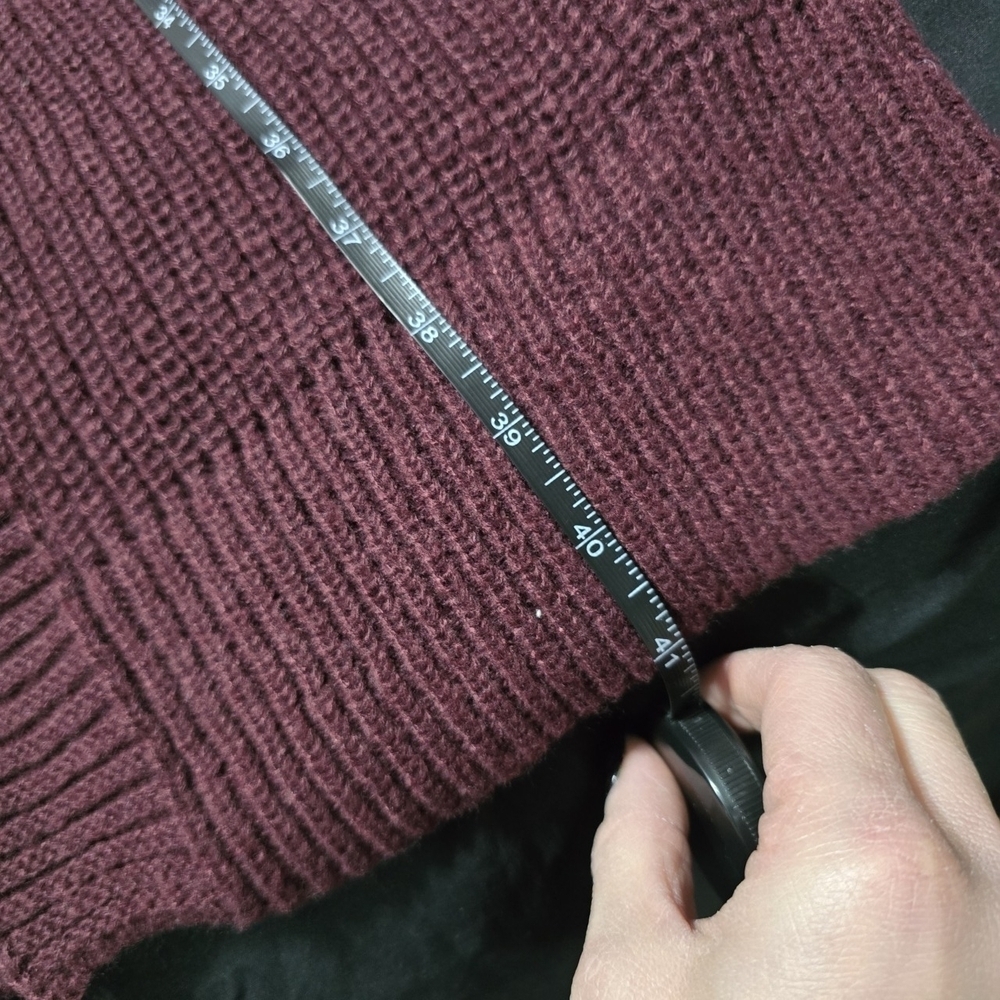 Women's Burgundy Oversized Longline Knit Cardigan, Small - Picture 4 of 4